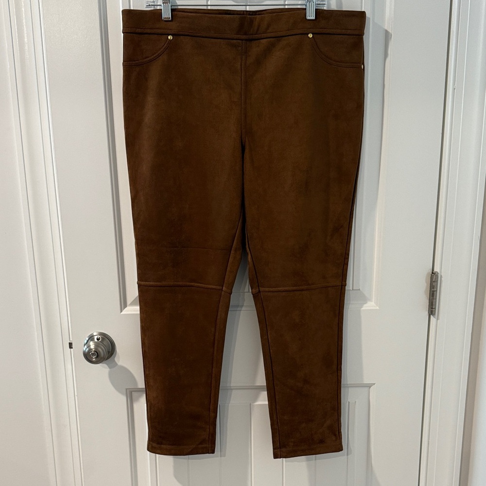 Marc New York Suede-Look Pull On Straight Leg Pants NEW